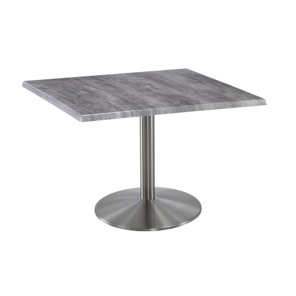 30" Tall OD214 Stainless Steel Table Base 22" Diameter 36"x36" Square Greystone Top